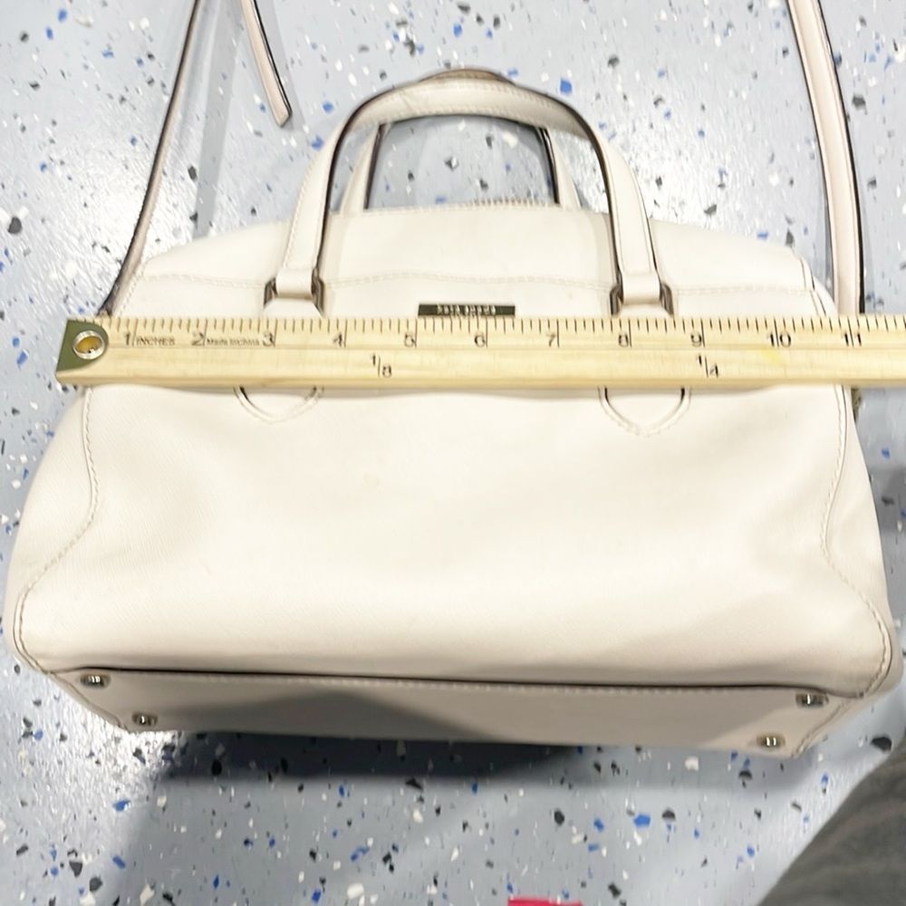 Kate Spade Handbag Laurel‎ Way Lanae Genuine Leather Light Beige Satchel Top Zip - Picture 10 of 11